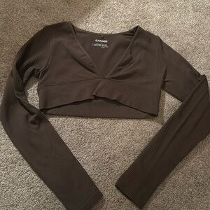 Garage long sleeve seamless crop top
